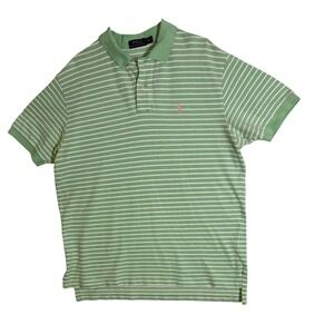 Polo Ralph Lauren Mens XL Green White Striped Short Sleeve Cotton Polo Shirt